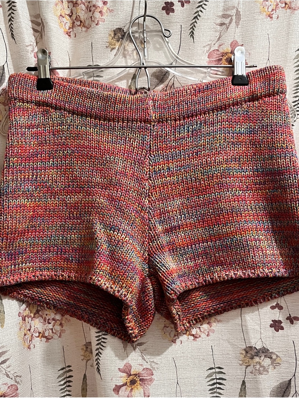 BCBGMaxAzria Multicolor Knit Bike Shorts in Pink and Orange Tones